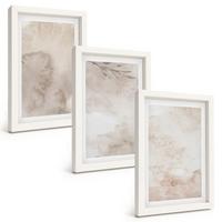 BILDER SET 3er Set - 20x30 cm Weißer Rahmen - Verschüttete Boho-Aquarellfarben - Weiß, Kunststoff (20/30cm) - TULUP