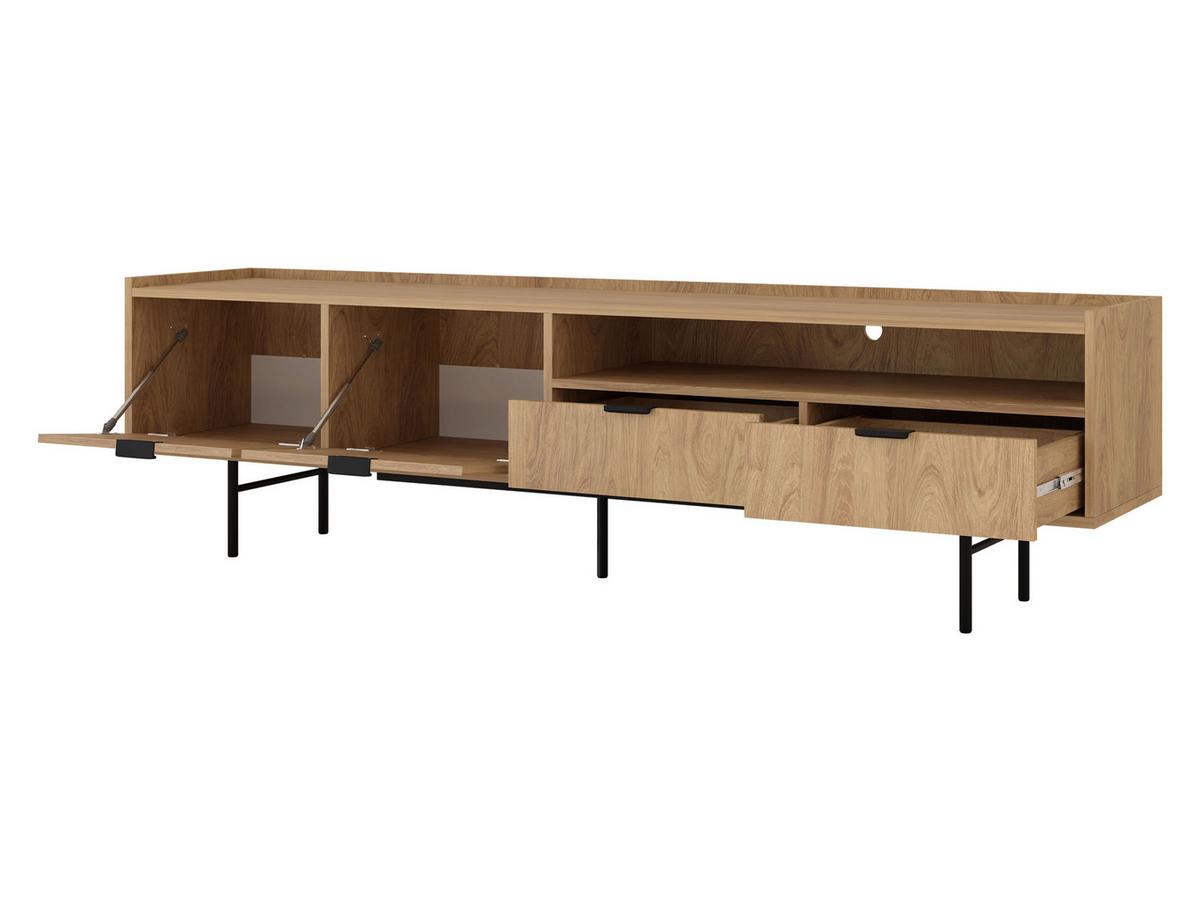 TV-LOWBOARD Edison 200 - Nussbaumfarben/Schwarz, Holzwerkstoff/Metall (200/55/40cm) - MIRJAN24