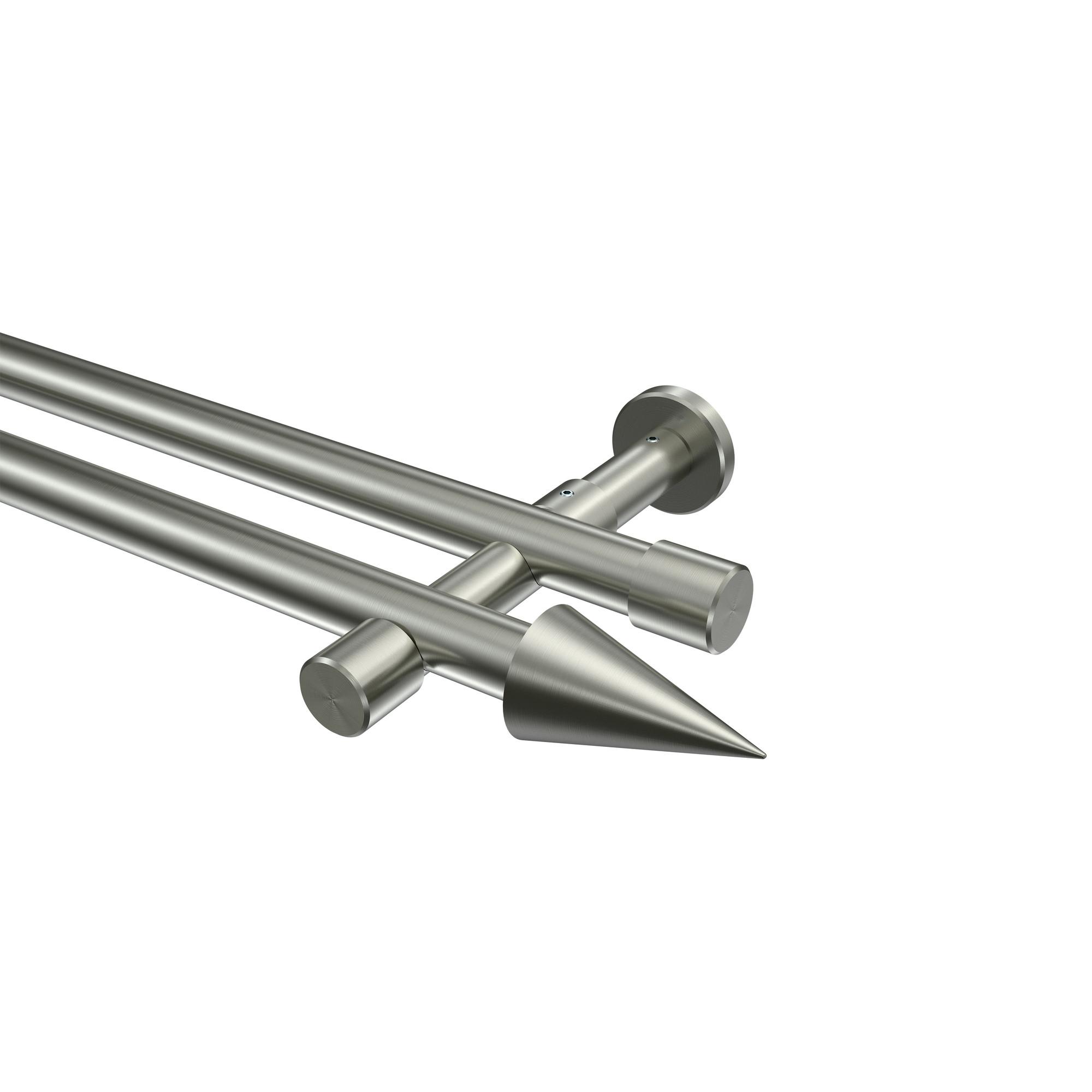 GARDINENSTANGE Prestige Savio 540 cm (geteilt in 3 x 180 cm), 2-läufig (ohne Ringe), 20 mm Ø Edelstahl-Optik - Edelstahlfarben, Metall (540cm) - INTERDECO