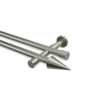 GARDINENSTANGE Prestige Savio 200 cm, 2-läufig (ohne Ringe), 20 mm Ø Edelstahl-Optik - Edelstahlfarben, Metall (200cm) - INTERDECO