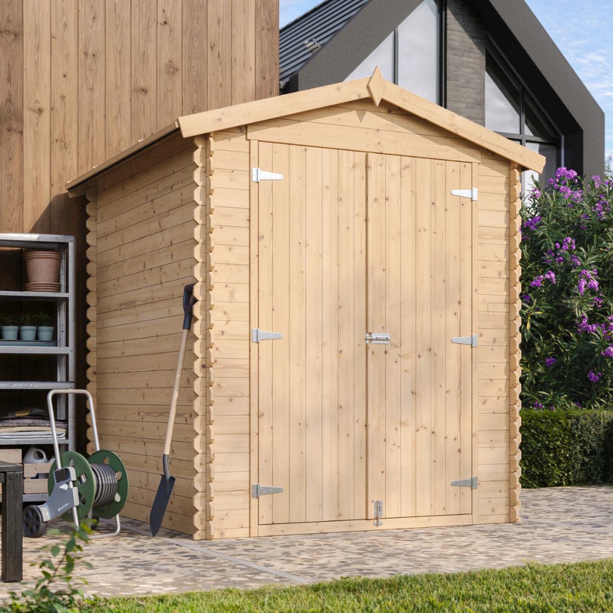 HOLZ-GARTENHAUS 2,82 m² – TIMBELA M320C1 - Naturfarben, Holz (196/218/186cm) - Timbela