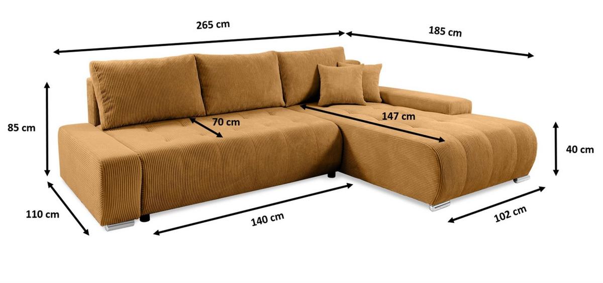 ECKSOFA Vogar In Poso - Weiß, Holzwerkstoff/Textil (265/185cm) - Fun Möbel