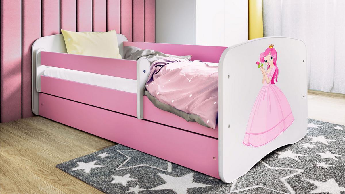 KINDERBETT Emily mit Schublade und Matratze, Rosa 70x140 cm - Altrosa, Holzwerkstoff (140/70cm) - WFL GROUP