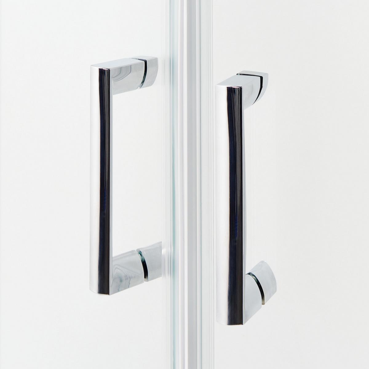 DUSCHKABINE 80/80/185 cm Silber Jukatan - Transparent/Silberfarben, Glas (80/80/185cm) - Beliani
