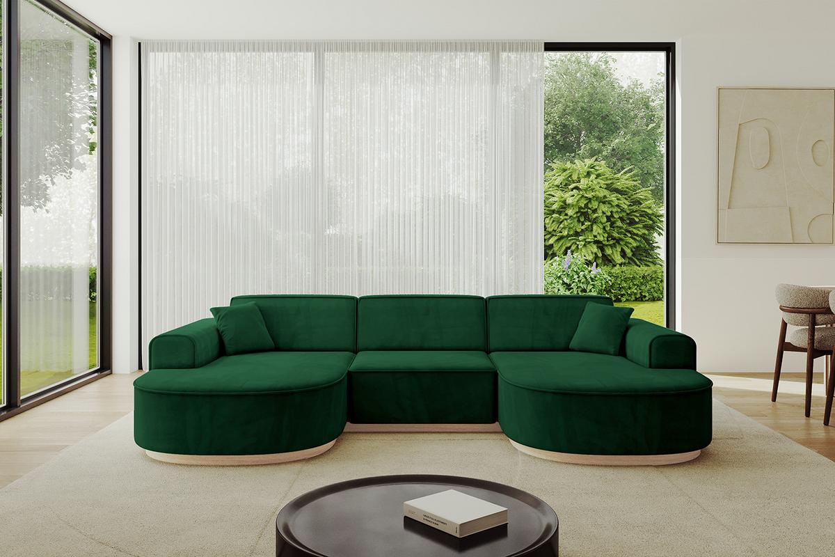 WOHNLANDSCHAFT MARI-U1-v1 - 303x171x83 cm Dunkelgrün Velours - Dunkelgrün, Holzwerkstoff/Textil (303/83/171cm) - ALTDECOR