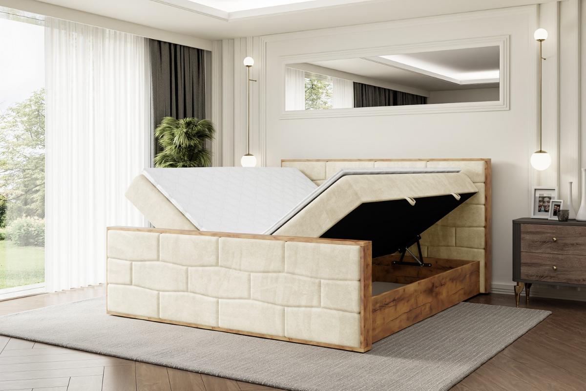 BOXBETT mit Matratze H3 und Lattenrost - LOLLI8-Z - 120x200 - Beige Monolith - Beige, Holzwerkstoff (120/200cm) - ALTDECOR