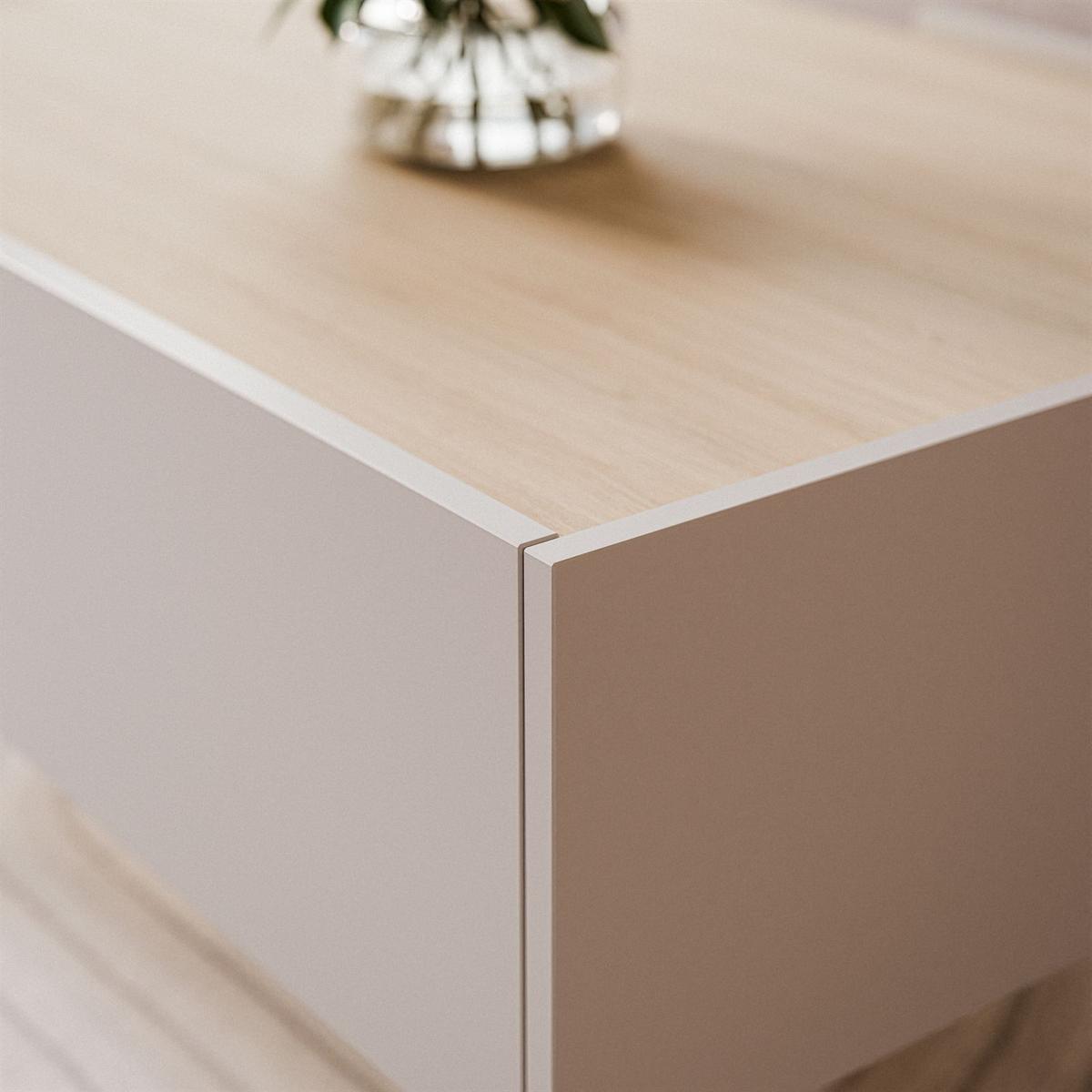 COUCHTISCH ESSENCE L97 mit Schublade Kaschmir / Eiche Linea - Kaschmir/Eichefarben, Holzwerkstoff (97/45/65cm) - Lookway