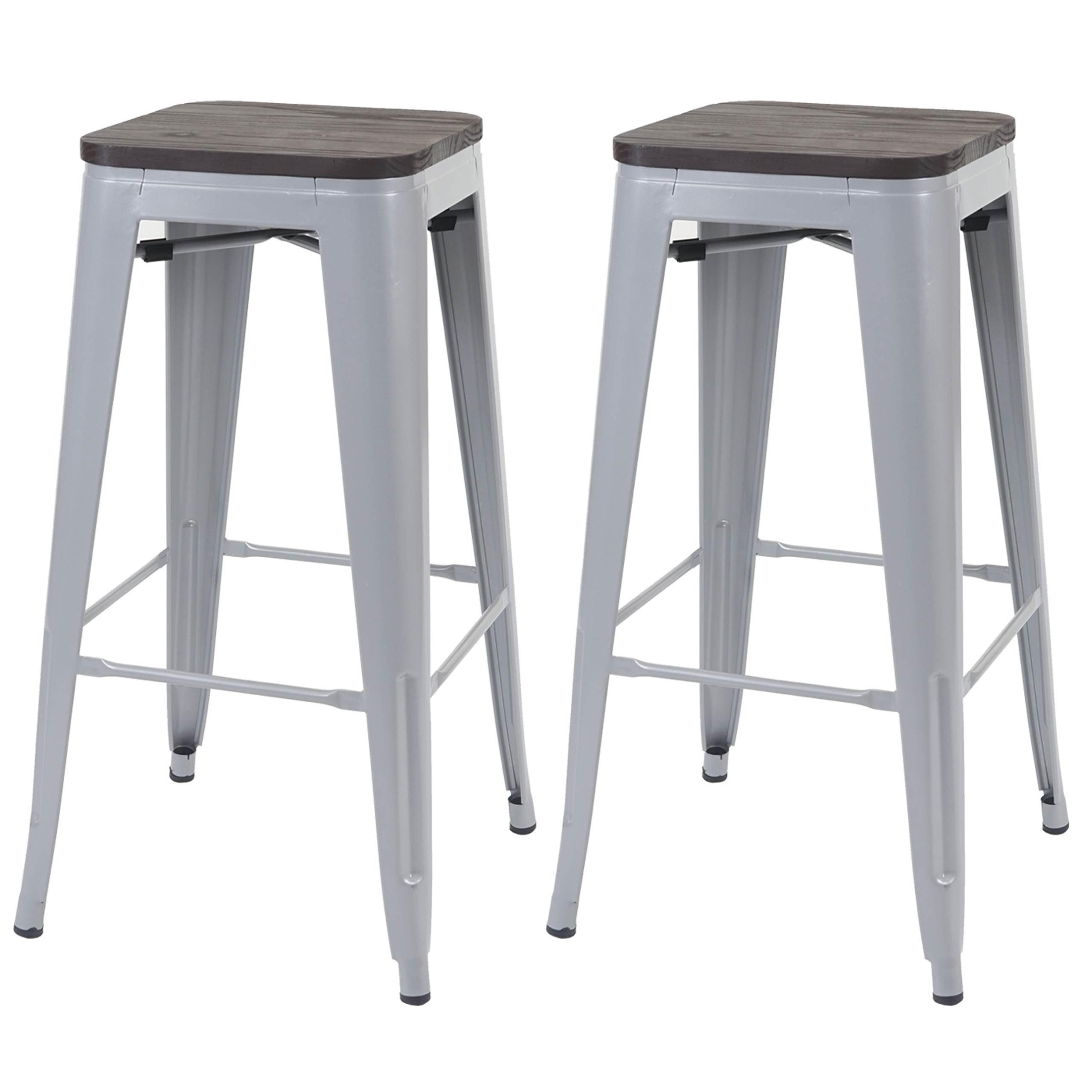 BARHOCKER Grau 2er-Set - Grau, Holz (42/76/42cm) - MCW