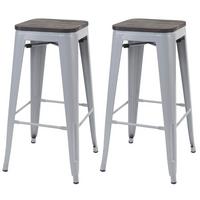 BARHOCKER Grau 2er-Set - Grau, Holz (42/76/42cm) - MCW