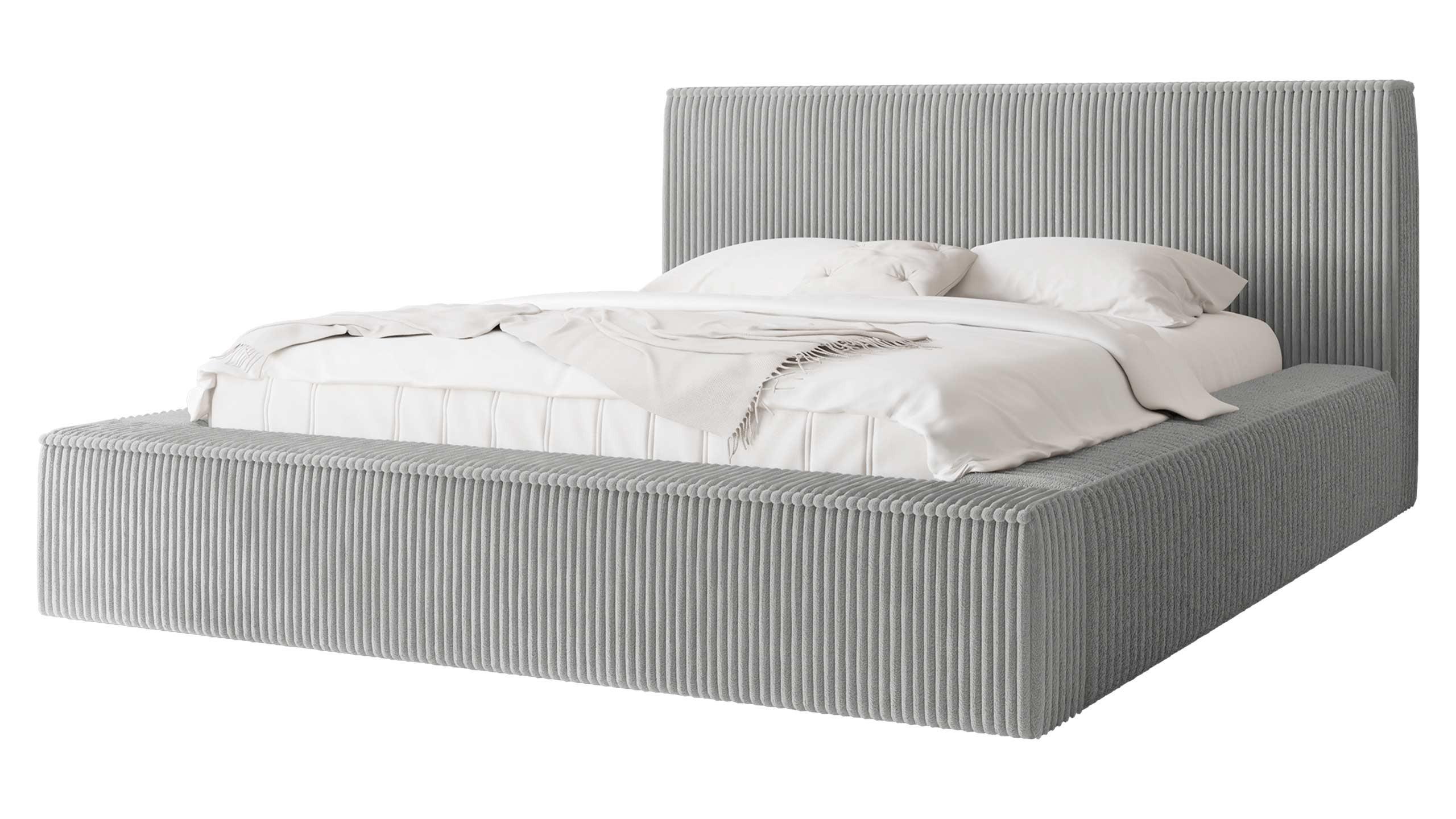 POLSTERBETT Glexi Cord - Hellgrau, Holz/Textil (140/200cm) - MIRJAN24