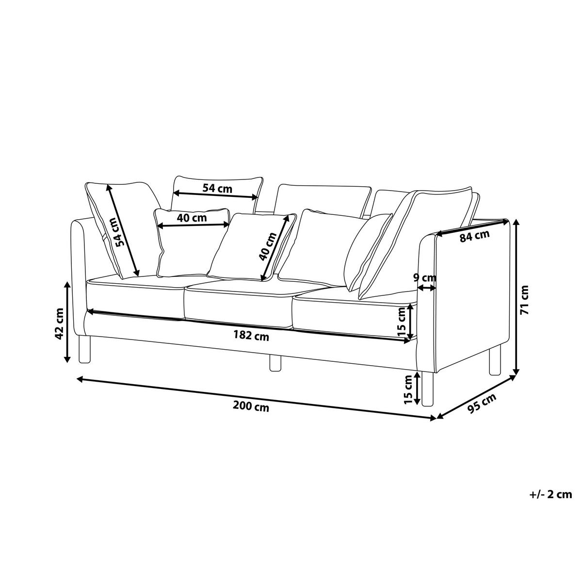3-SITZER-SOFA hellgrau Fenstad - Schwarz/Grau, Textil (200/97/95cm) - Beliani