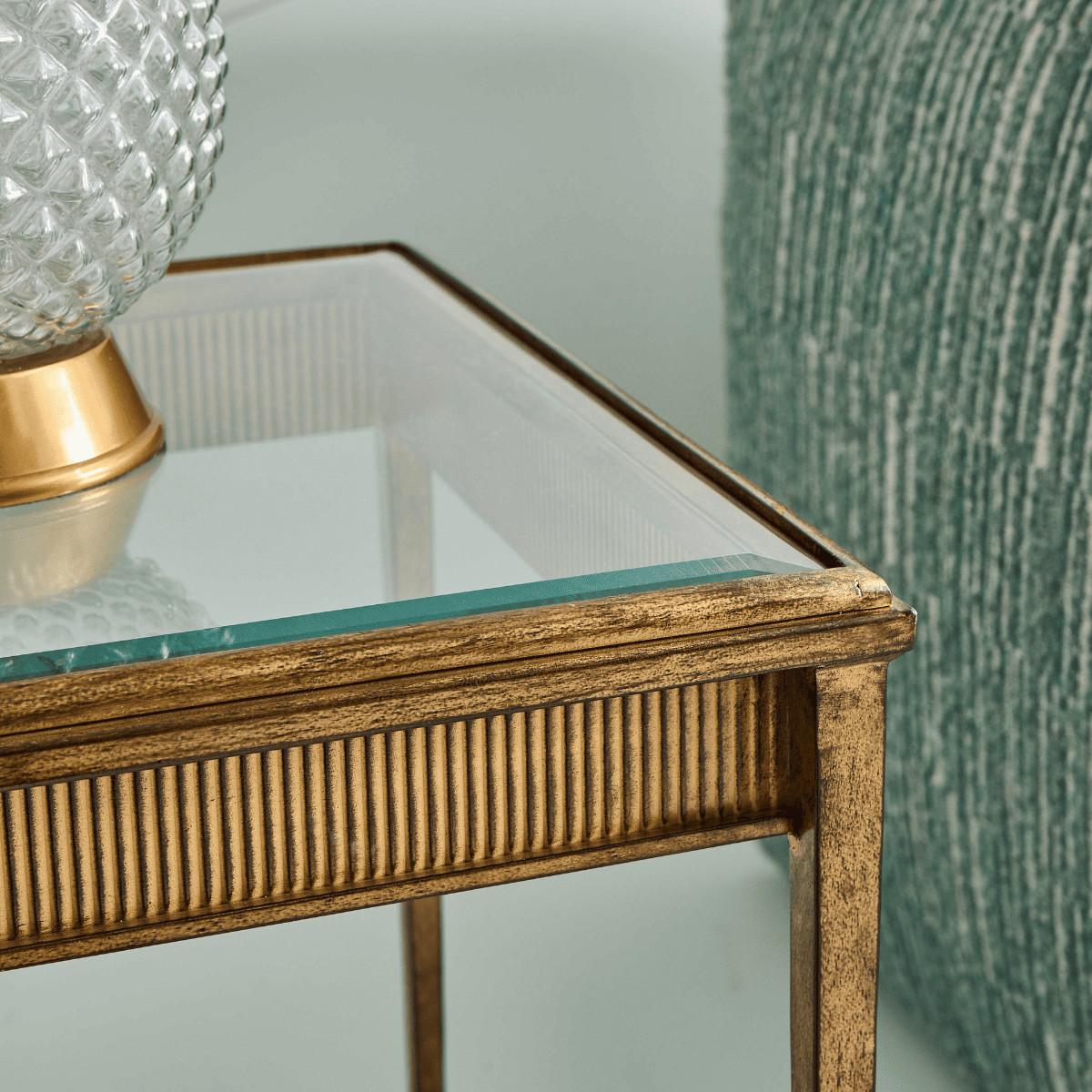 BEISTELLTISCH mit profiliertem Zierband L45 cm - ANTOINETTE - Goldfarben, Metall (45/45/56cm) - Signature