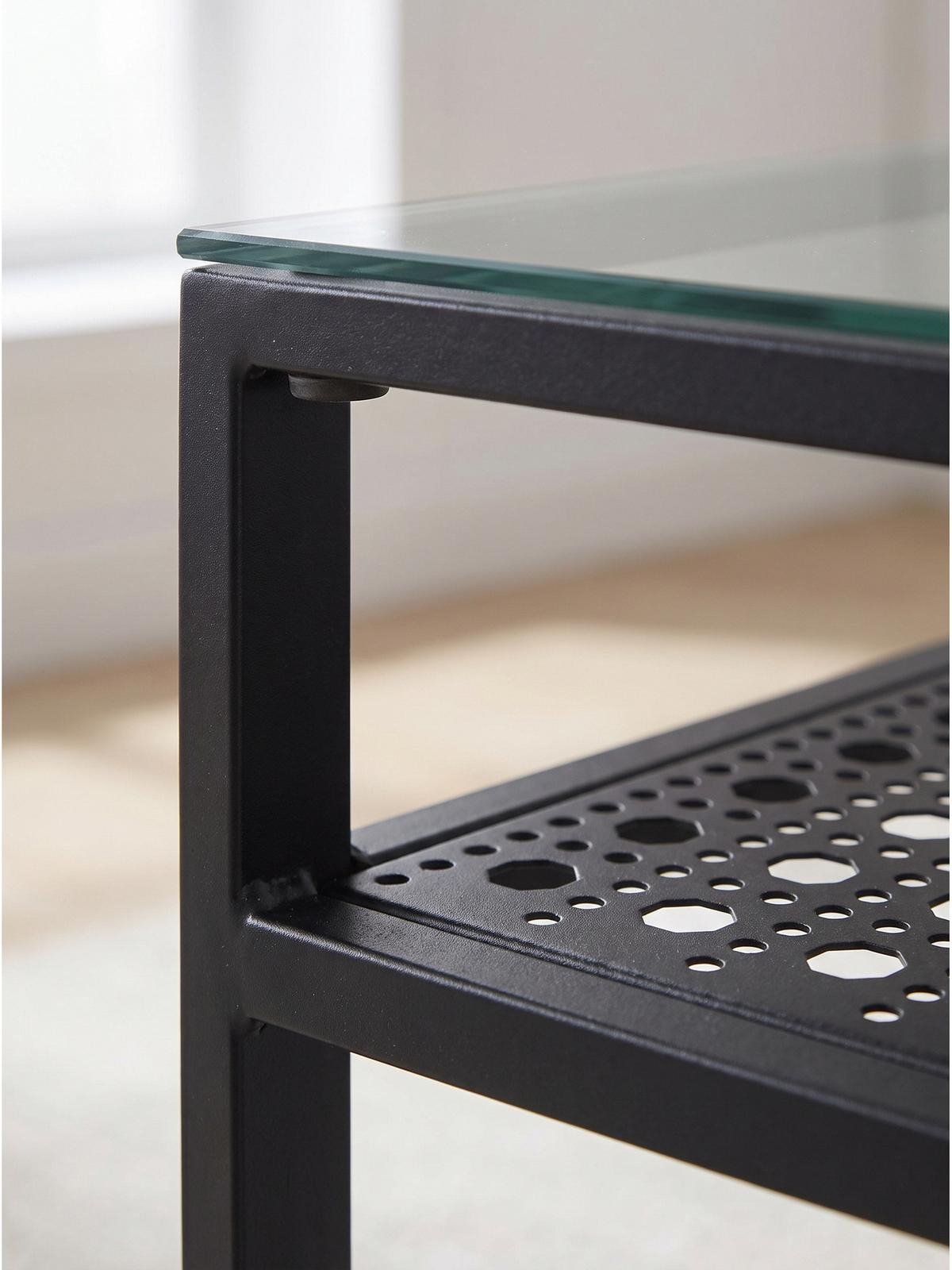 COUCHTISCH ALCUDIA, Einscheibensicherheitsglas, Schwarz, 100 x 50 x 45 cm - Schwarz, Glas/Metall (50/100/45cm) - KADIMA DESIGN