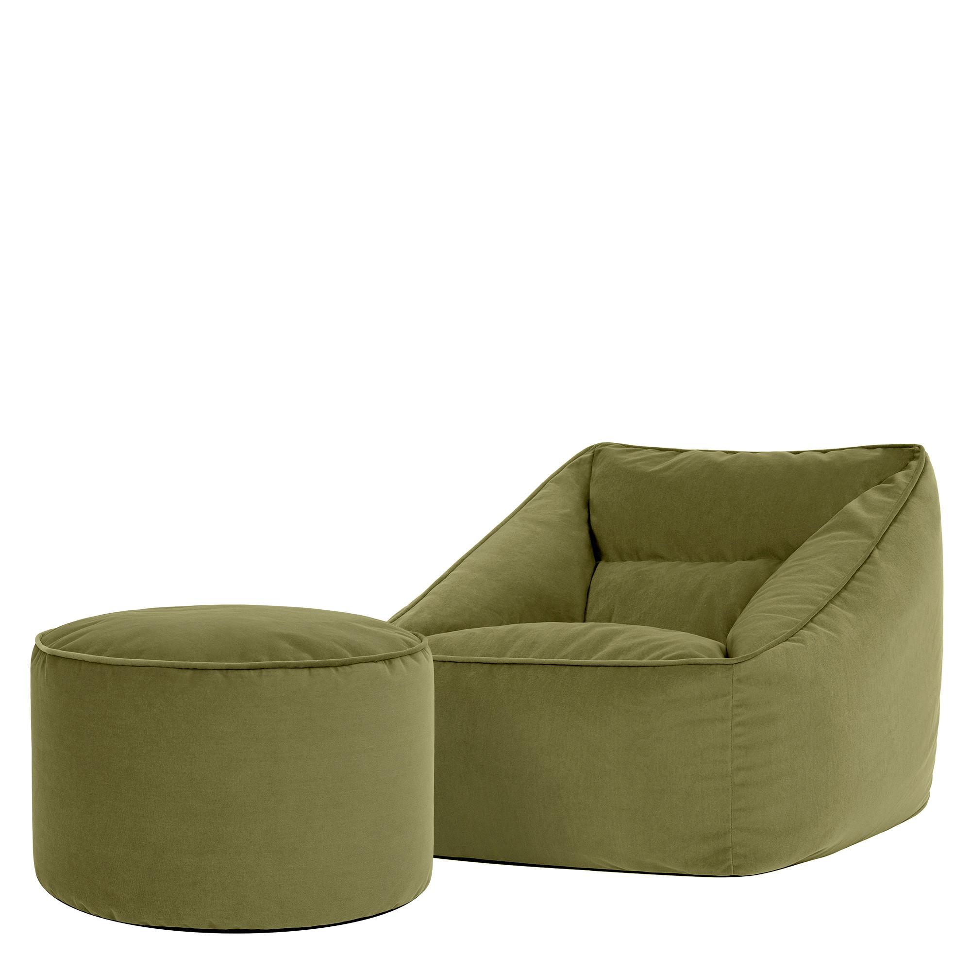 SITZSACK Milano Samt Sessel mit Fußhocker - Dunkelgrün, Textil (70/65/70cm) - icon