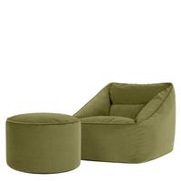 SITZSACK Milano Samt Sessel mit Fußhocker - Dunkelgrün, Textil (70/65/70cm) - icon