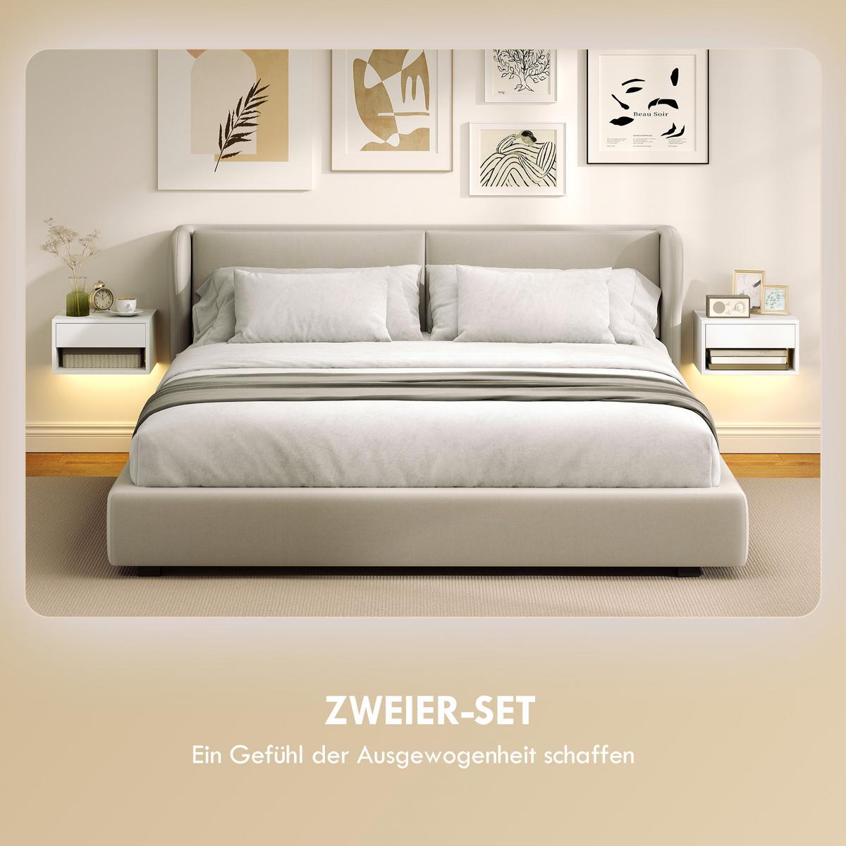 NACHTTISCH 2er Set Spanplatte MDF Weiß - Weiß, Holzwerkstoff (32/21/37cm) - HOMCOM