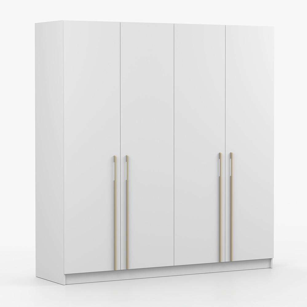 DREHTÜRENSCHRANK ROSA 4D 200/210/55 cm 4-türig Weiß - Goldfarben/Weiß, Holz/Holzwerkstoff (200/210/55cm) - imoebel24