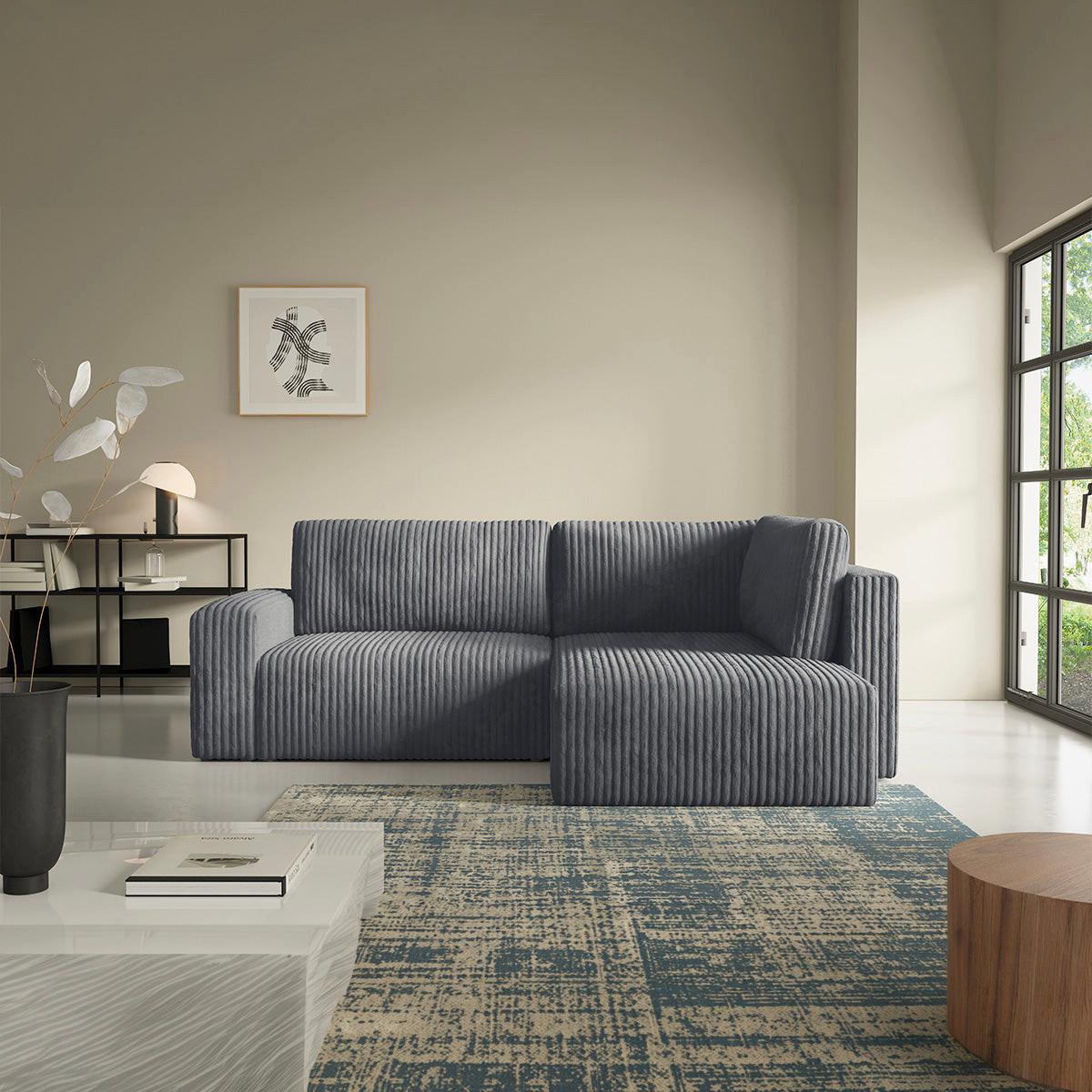 ECKSOFA Angela 4 Sitzplätze Dunkelgrau - Grau, Holz (245/182cm) - Petits-meubles