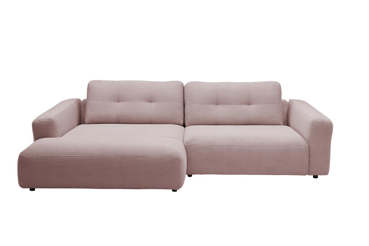 ECKSOFA XL MIKA Pink Cord - Schwarz/Rosa, Kunststoff/Textil (296/167cm) - KAWOLA