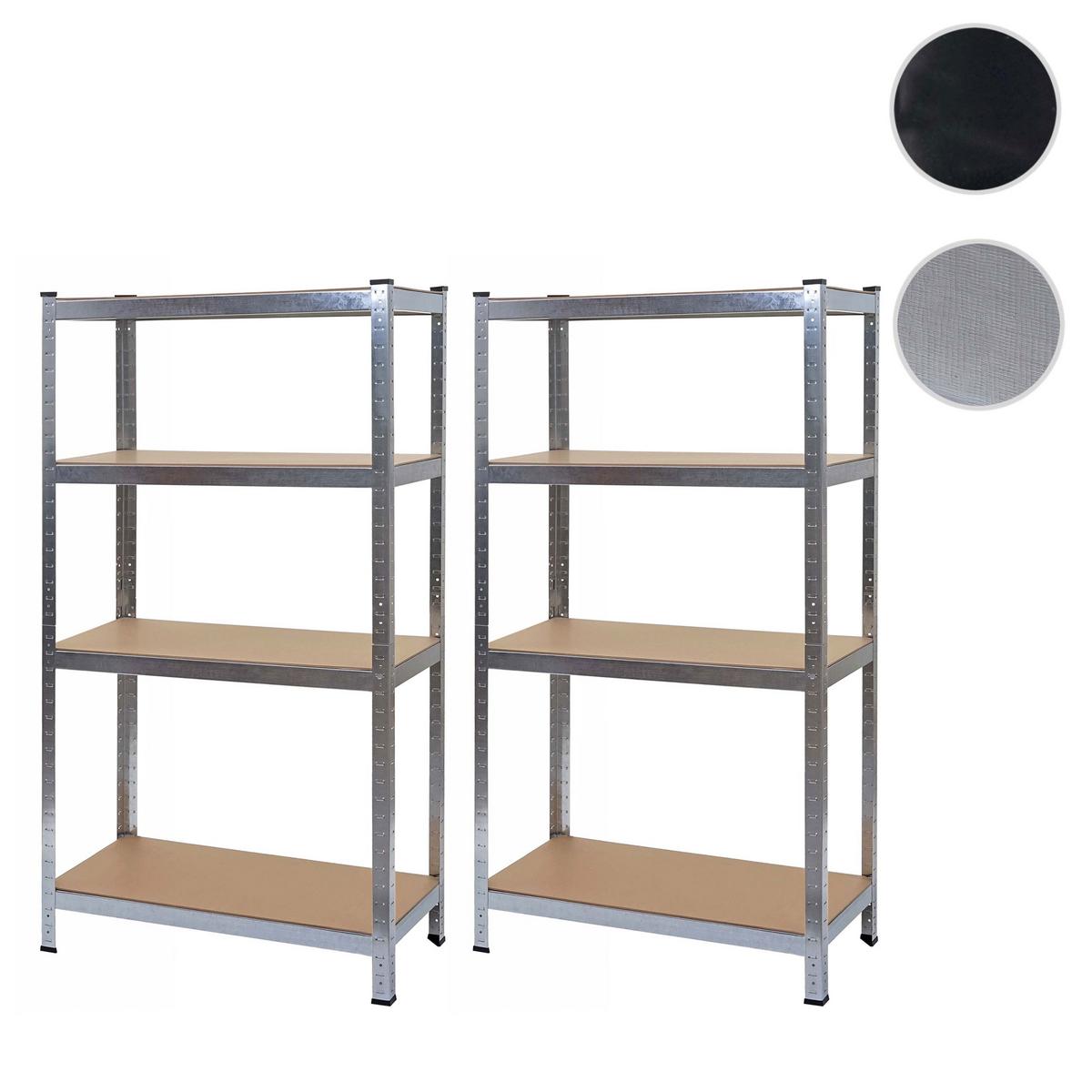 SCHWERLASTREGAL Silbergrau, Braun 2er-Set - Braun/Grau, Metall (80/160/40cm) - MCW