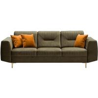 3-SITZER SOFA Venezia olivgrün mit goldenen Beinen - Goldfarben/Olivgrün, Textil (233/85/94cm) - Beautysofa