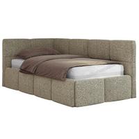 JUGENDBETT ARVO 90/200 - Dunkelbeige Strukture - Multipocket-Matratze - Links Seite - Bronzefarben, Textil (90/200cm) - MKS