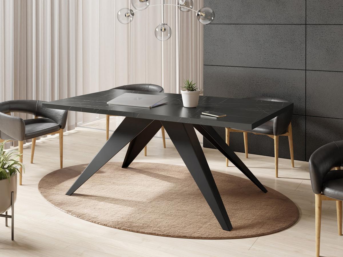 ESSTISCH Vance rechteckig ausziehbar, Marmor Schwarz 140-240/80/76 cm - Anthrazit/Schwarz, Holzwerkstoff/Metall (80/240/76cm) - WFL GROUP
