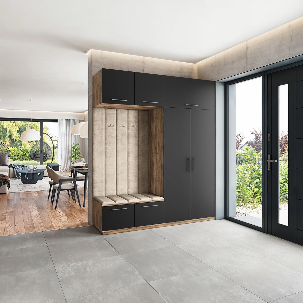GARDEROBENSCHRANK REMA 200/240/60 cm Modern Eichefarben - Eichefarben/Beige, Holzwerkstoff (200/240/60cm) - MASSENO