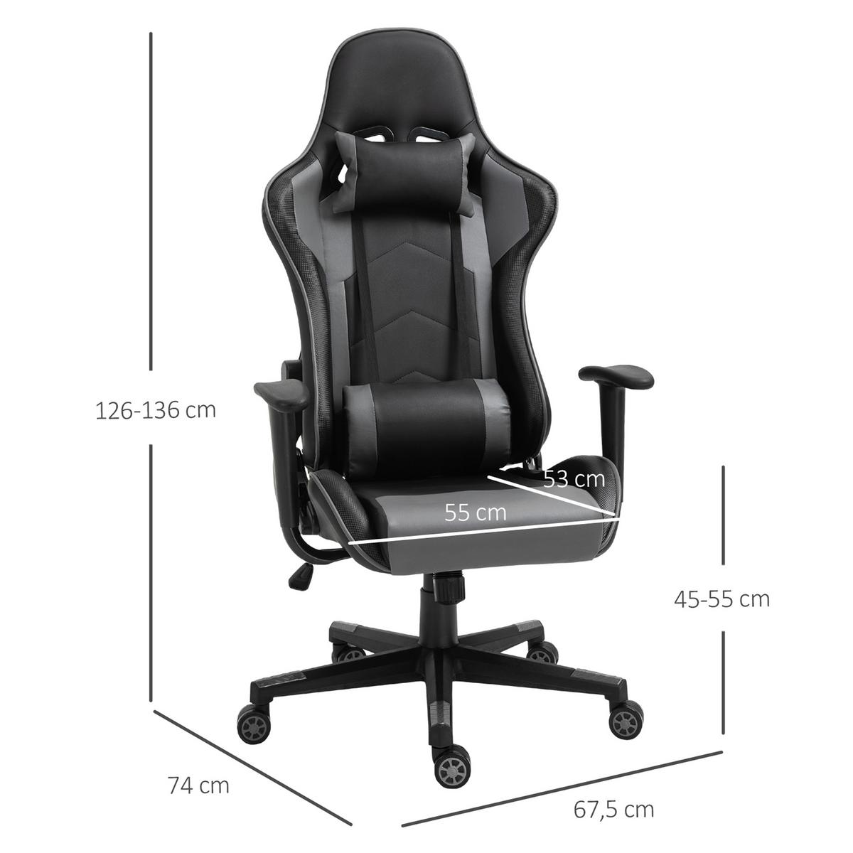 ERGONOMISCHER Bürostuhl, Schwarz - Schwarz, Kunststoff (74/136/67.5cm) - Vinsetto