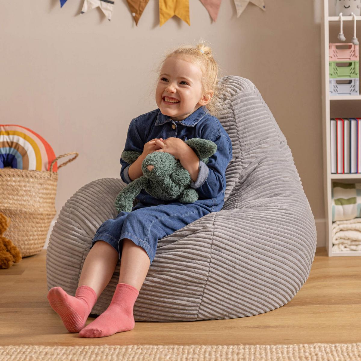 SITZSACK für Kinder Sessel aus Cord 2-tlg. - Grau, Textil (69/59/65cm) - icon