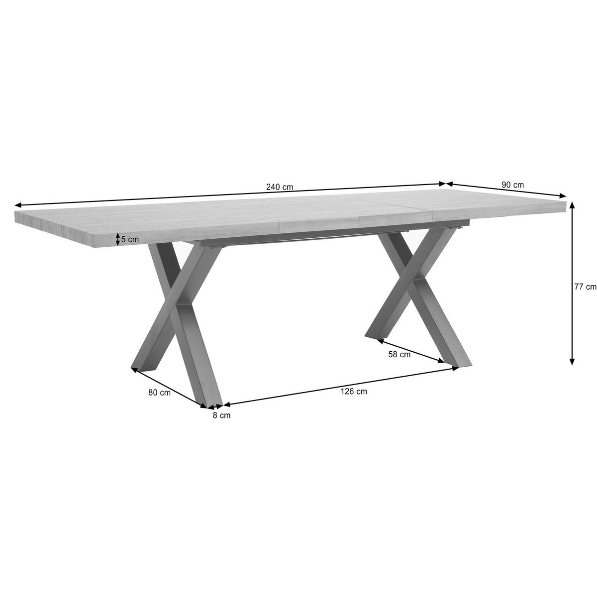 ESSTISCH Tavero in rechteckiger Form, ausziehbar, 160-240 cm, Eichefarben - Eichefarben/Schwarz, Metall (90/160/77cm) - Beautysofa