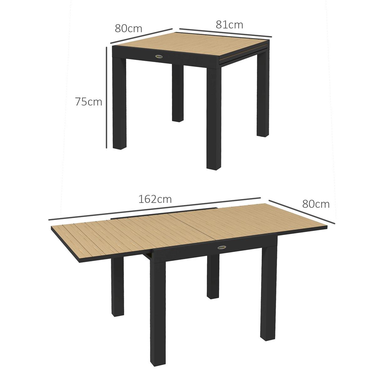 GARTENTISCH, Gelb, Aluminium - Gelb, Metall (162/80/75cm) - Outsunny