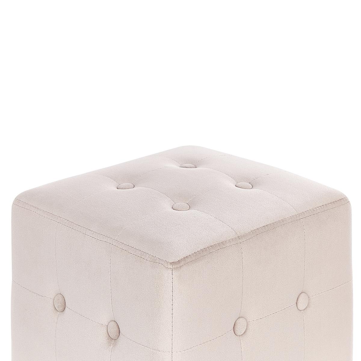 POUF WISCONSIN Samtstoff Hellbeige - Beige, Textil (36/39/36cm) - Beliani