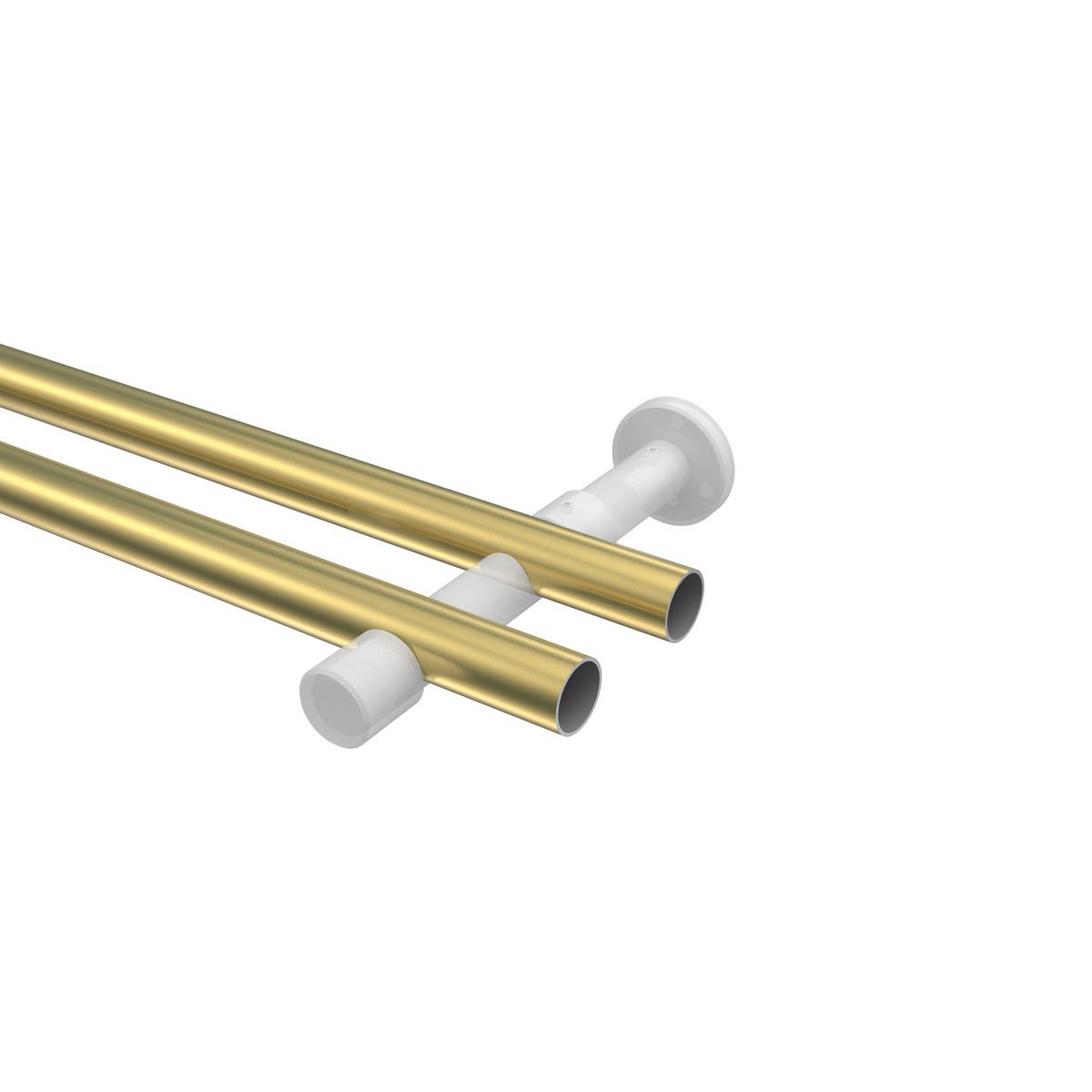 GARDINENSTANGE Prestige Elanto 480 cm (geteilt in 3 x 160 cm), 2-läufig (ohne Ringe), 20 mm Ø Messing-Optik - Messingfarben, Metall (480cm) - INTERDECO