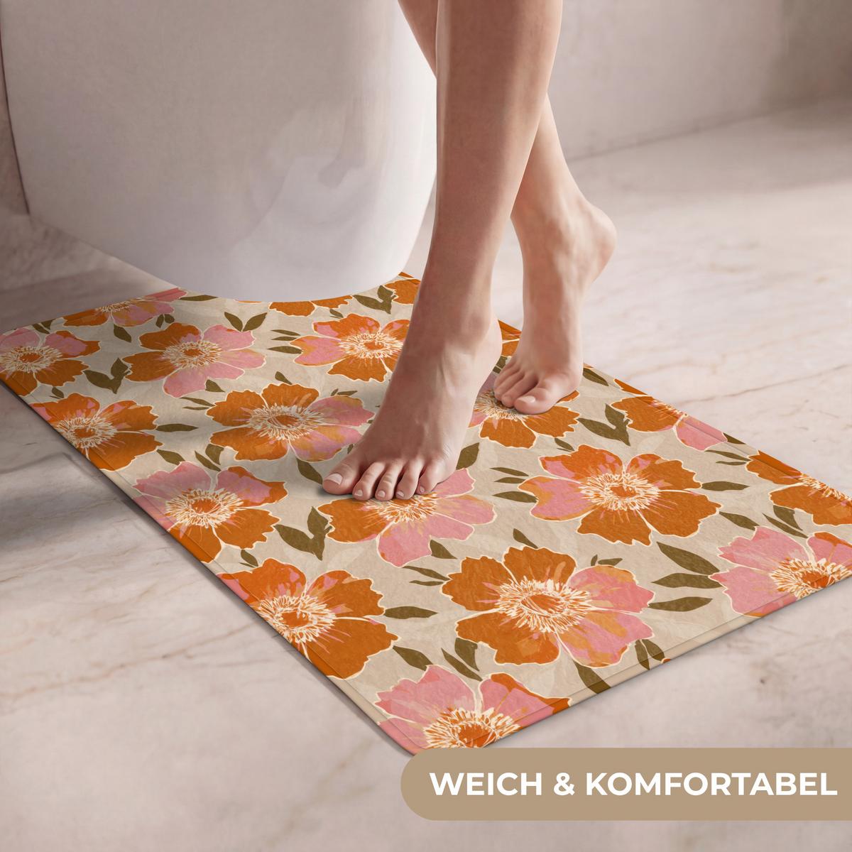 WC-VORLEGER Blumen - Motiv - Retro WC Teppich 50x80 cm - Multicolor, Textil (50/1cm) - OnlyWow