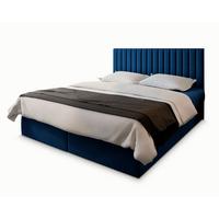 BOXBETT BRESEL 140x200 cm mit Matratze und Topper - Blau - Blau, Holz (140/200cm) - MASSENO