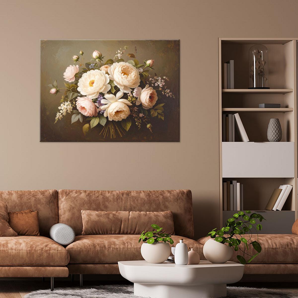LEINWANDBILD Blumen 45x30cm - Braun, Textil (45/30cm) - Feeby