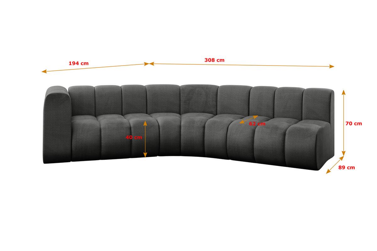 ECKSOFA modulares Sofa Karex-L1 - 308x194x70 cm Dunkelgrau - Dunkelgrau, Holzwerkstoff/Textil (308/194cm) - ALTDECOR