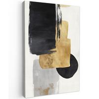 LEINWANDBILD Gold - Rechtecke - Kreise - Abstrakt Wanddeko 40x60 cm - Weiß, Textil (40/60cm) - MuchoWow
