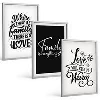 BILDER SET 3er Set - 40x60 cm Silberner Rahmen - Familie, Liebe, Wärme, Zuhause - Silberfarben, Kunststoff (40/60cm) - TULUP