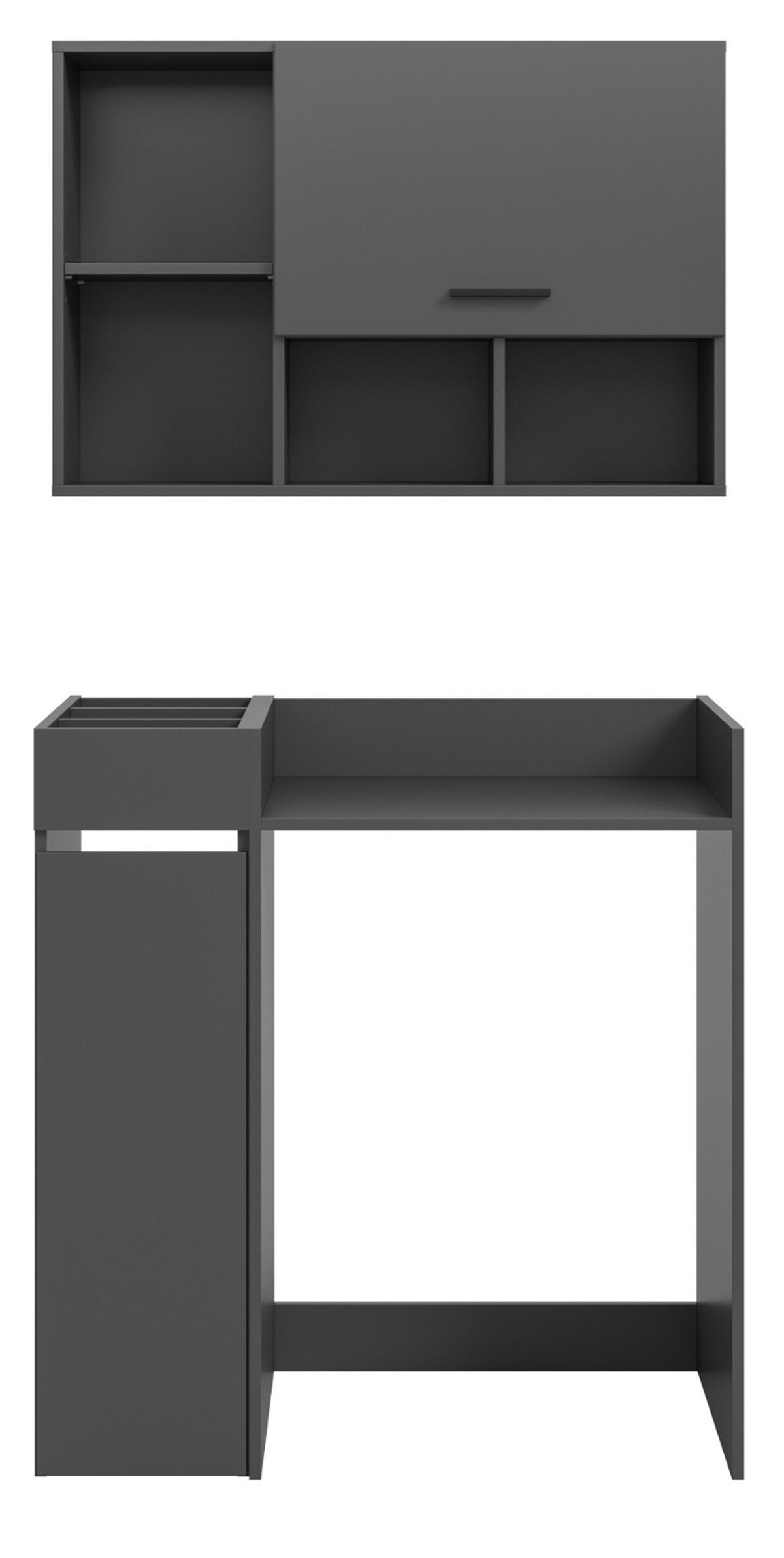 WASCHMASCHINENSCHRANK grau Set 3-teilig 95 x 195 cm, Waschmaschinenumbau mit Stauraum - Schwarz/Grau, Holzwerkstoff/Kunststoff (95/195/60cm) - Inn.Furn