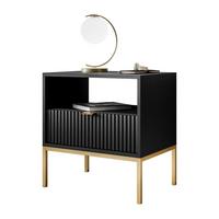 NACHTTISCH CORTADO GOLD S54 SCHWARZ - Schwarz, Holzwerkstoff (54/56/39cm) - Lookway