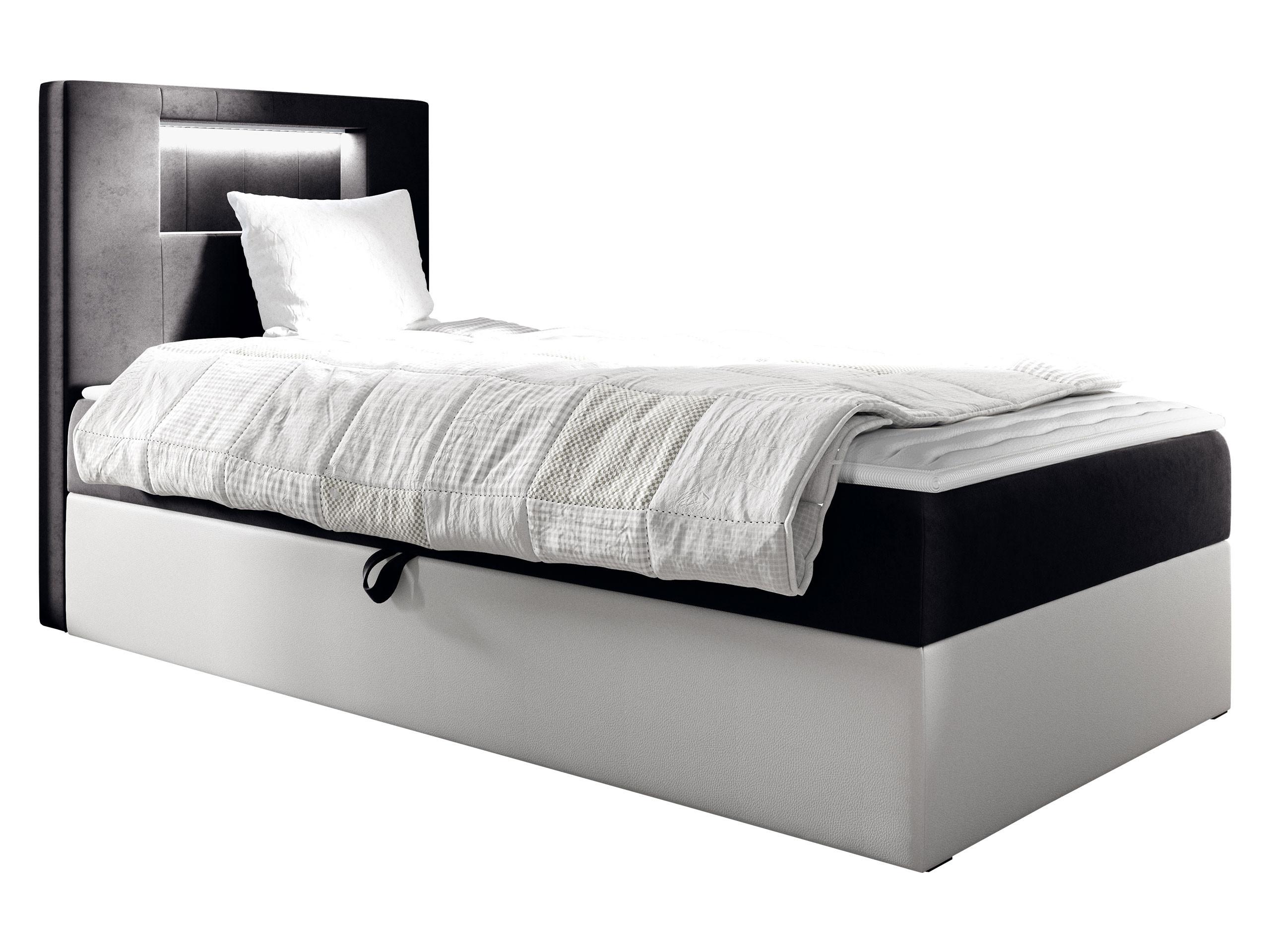 BOXBETT Gold Junior 1, Seite zum Öffnen des Bettkastens: Links - H3 - Schwarz/Weiß, Holz (90/200cm) - MIRJAN24