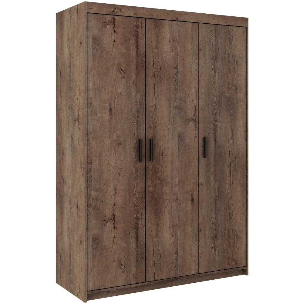 DREHTÜRENSCHRANK Elena mit 3 Türen, ohne Spiegel, Eiche Lefkas - Eichefarben, Holzwerkstoff (130/190/53cm) - Beautysofa