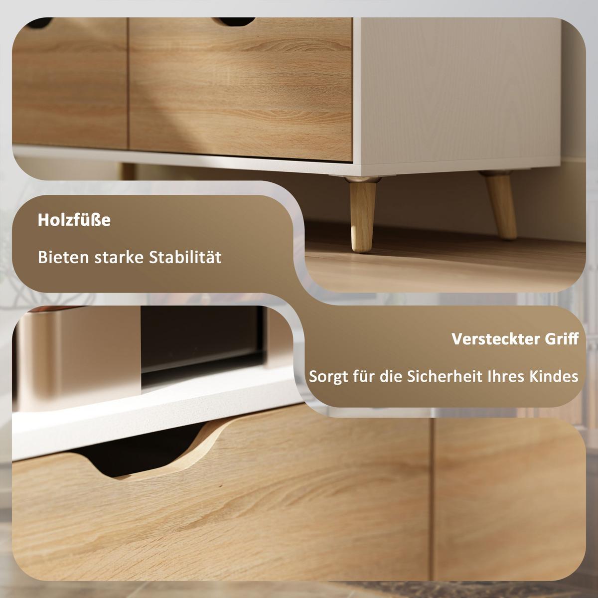 TV-SCHRANK Lowboard mit 2 Ablage, Schublade, Weiß - Weiß, Holzwerkstoff (39/58.3/99cm) - HOMCOM