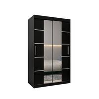 SCHWEBETÜRENSCHRANK 200/120/62 2-türig - Silberfarben/Schwarz, Holz/Kunststoff (120/200/62cm) - MÖBEL KRYSPOL
