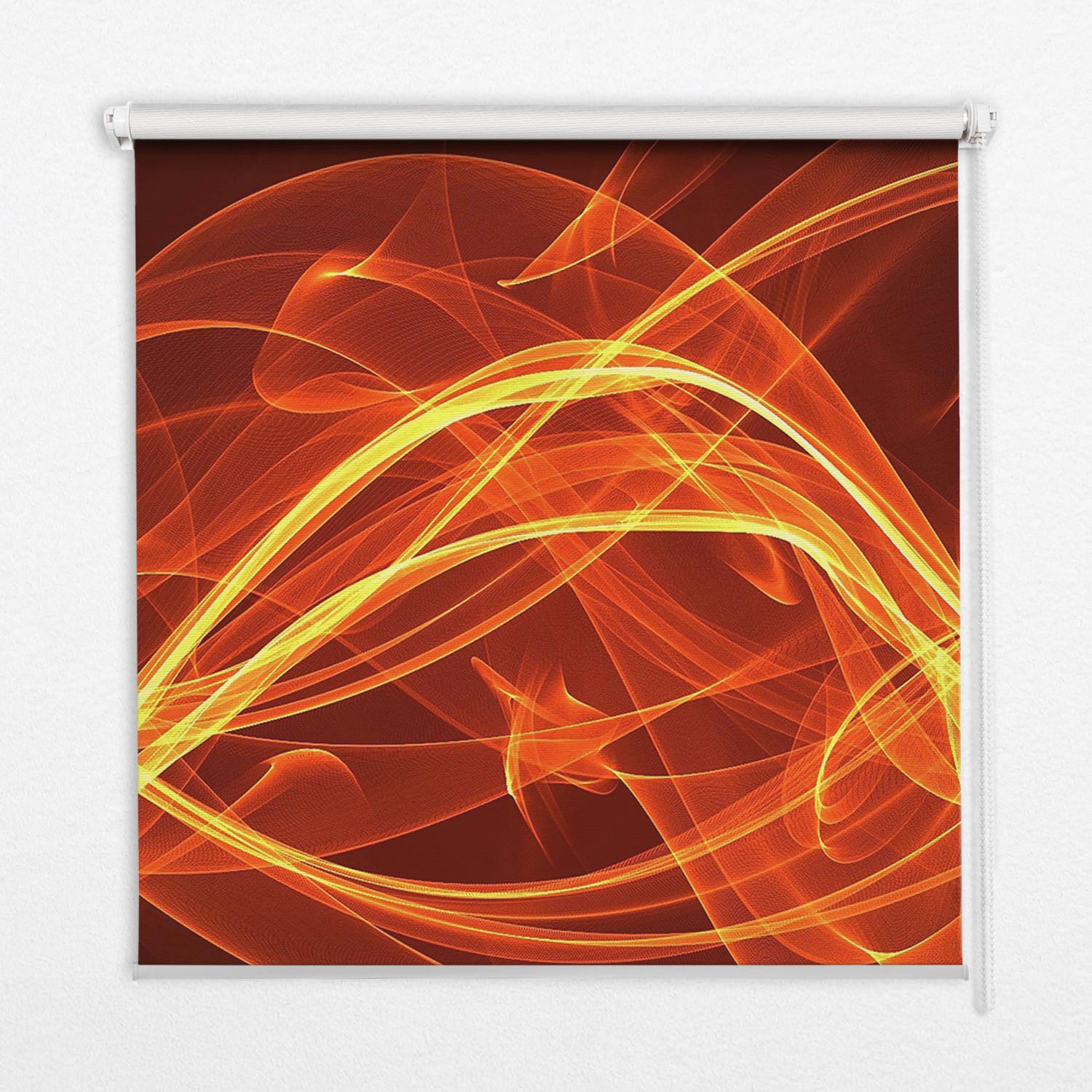 INNENROLLO - Fensterrollo - Rollo - 120x140 cm - Orange Abstraktion - Orange, Kunststoff (120/140/0.5cm) - TULUP