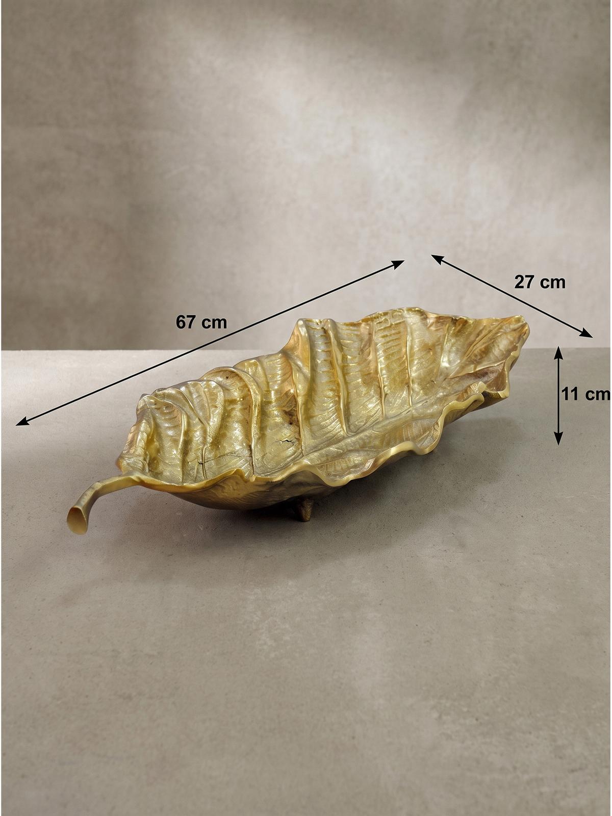 DEKOSCHALE SUBIACO, Aluminium, handgefertigt, Gold, 67 x 27 x 11 cm - Goldfarben, Metall (11cm) - KADIMA DESIGN