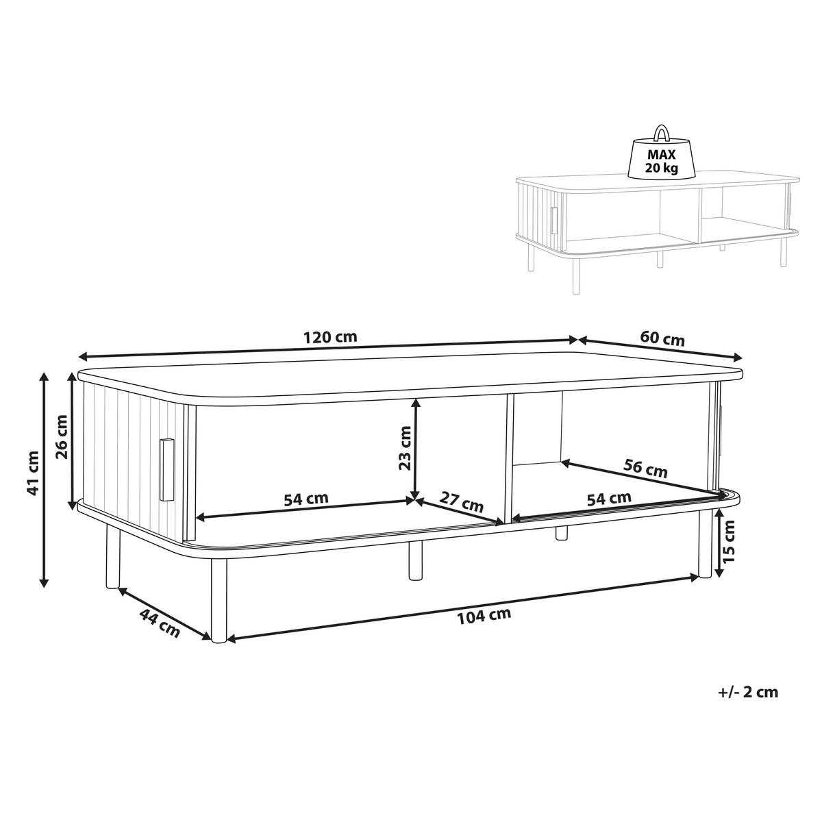 COUCHTISCH Dunkelbraun Bradley - Dunkelbraun, Holzwerkstoff (120/60/41cm) - Beliani