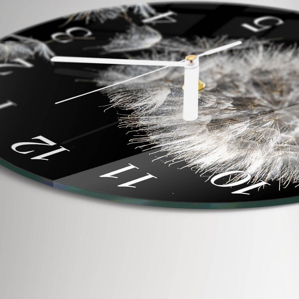WANDUHR aus Glas Ø30 cm - Löwenzahn - Weiß, Glas (30/30/0.4cm) - TULUP